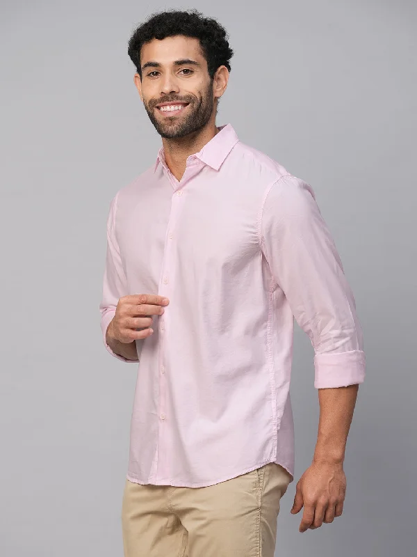 Men's Pink Cotton Modal Slim Fit Shirt