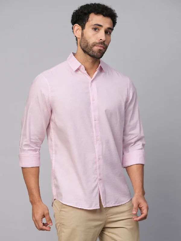 Men's Pink Cotton Modal Slim Fit Shirt