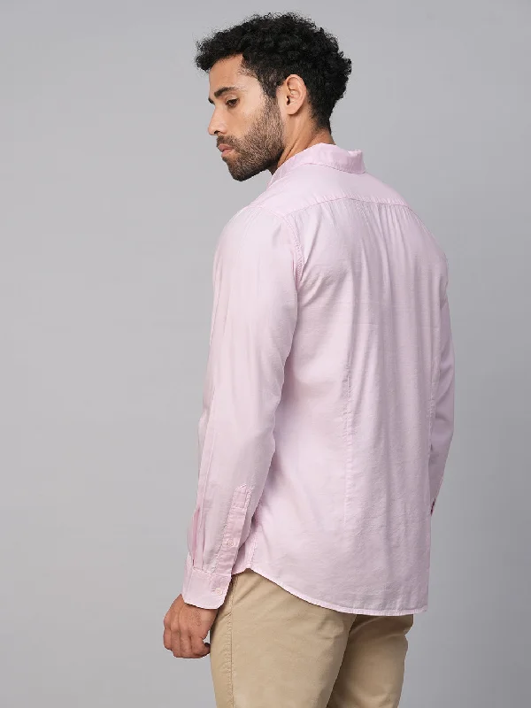 Men's Pink Cotton Modal Slim Fit Shirt