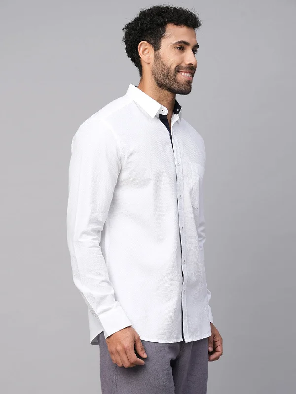 Men's White A Cotton Regular Fit Shirt