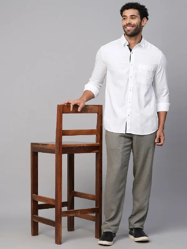 Men's White B Cotton Regular Fit Shirt