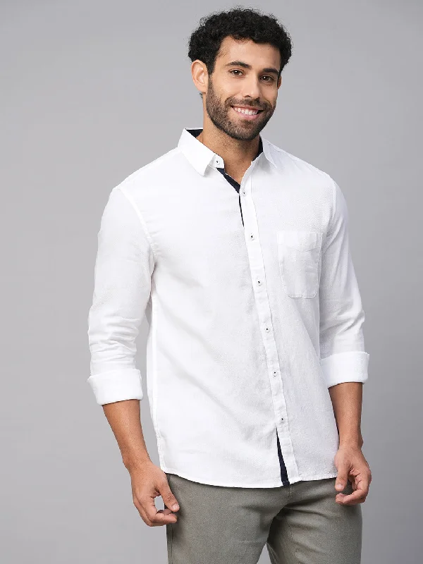 Men's White B Cotton Regular Fit Shirt