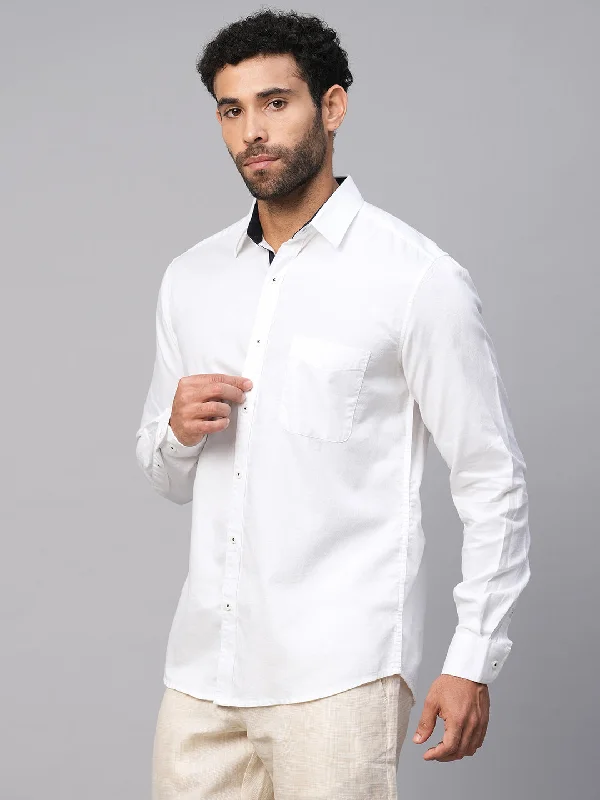 Men's White Cotton Regular Fit Shirt