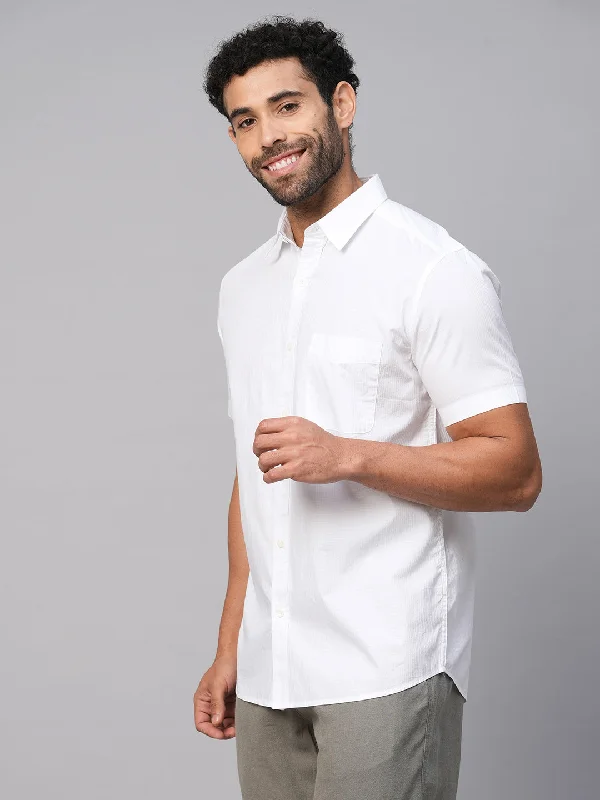 Men's White A Cotton Regular Fit Shirt