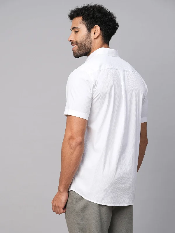 Men's White A Cotton Regular Fit Shirt