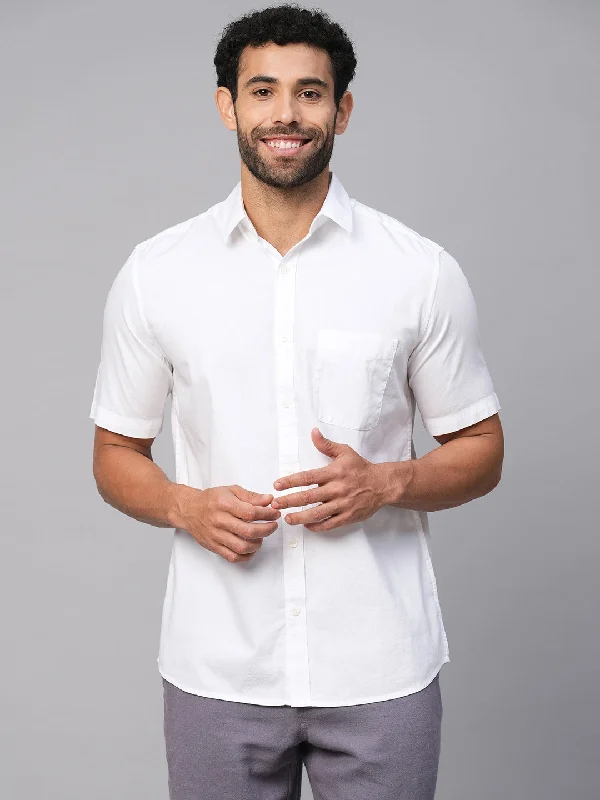 Men's White Cotton Regular Fit Shirt