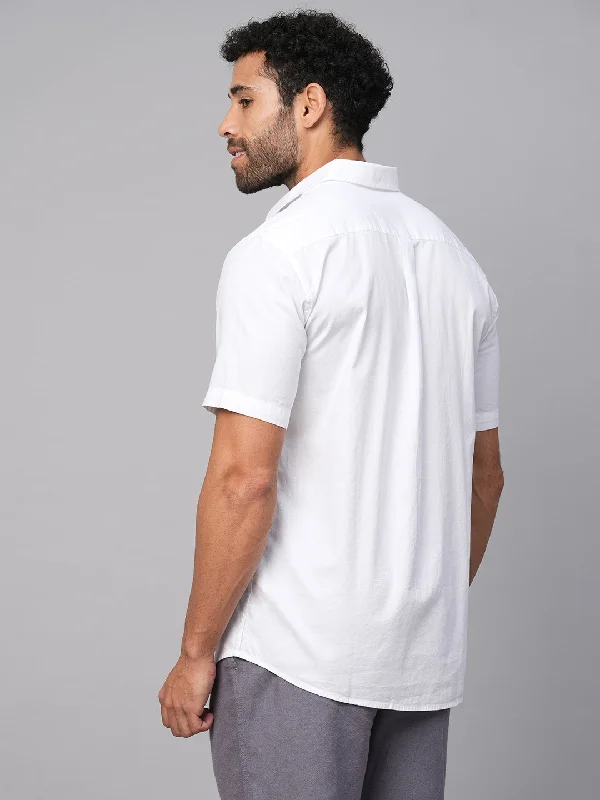 Men's White Cotton Regular Fit Shirt