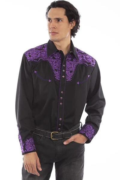 Scully Men's Retro Gunfighter Western Shirt - Purple