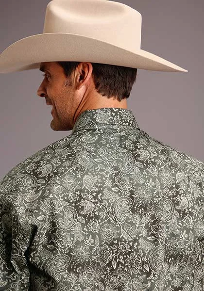 Stetson Men's Olive Paisley Snap Shirt