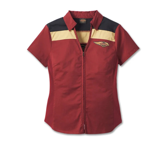 Women's 120th Anniversary Elemental Zip Front Shirt - Colorblocked - Merlot - 96750-23VW