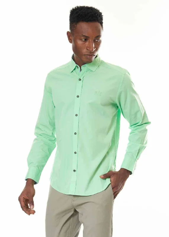 YELLOW GREEN MINI DOTS MEN'S LONGSLEEVE SHIRTS