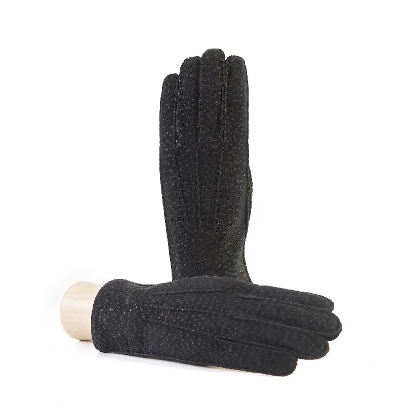 Bespoke Men's hand-stitched carpincho gloves cashmere lined