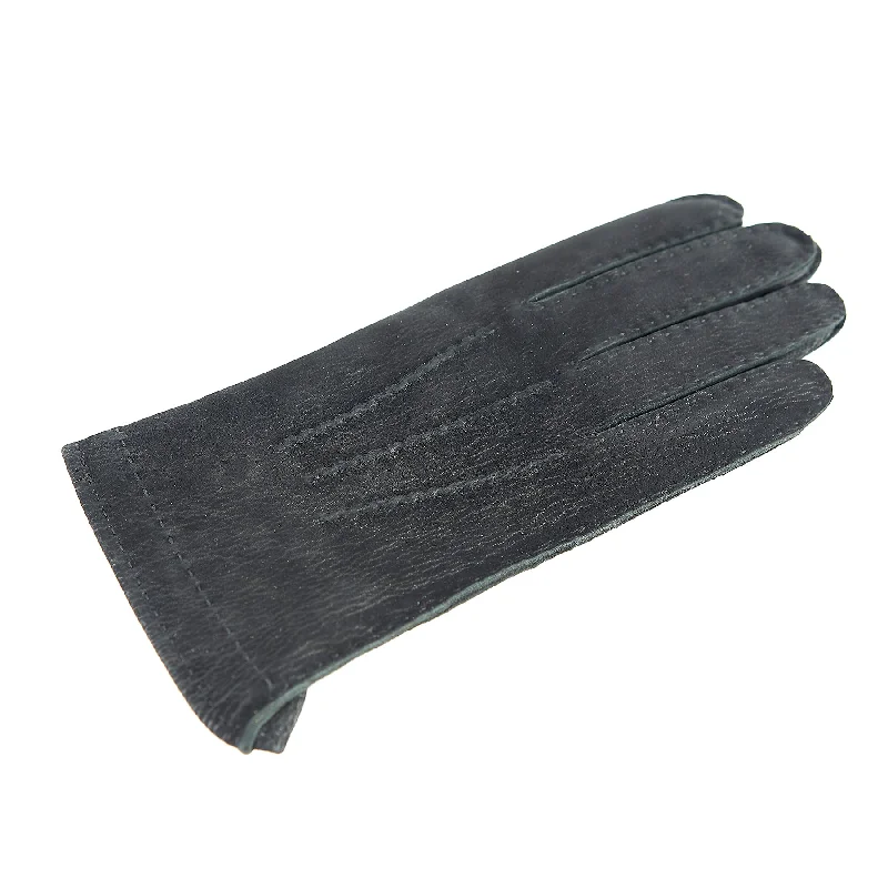 Men's black lamb nubuck leather gloves and cashmere lining