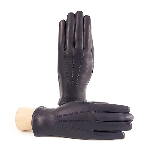 Men's blue nappa leather gloves and touchscreen palm