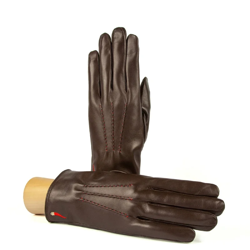 Men's brown nappa leather gloves 