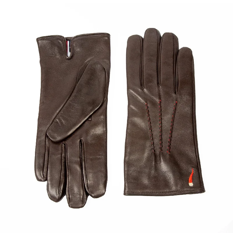 Men's brown nappa leather gloves 