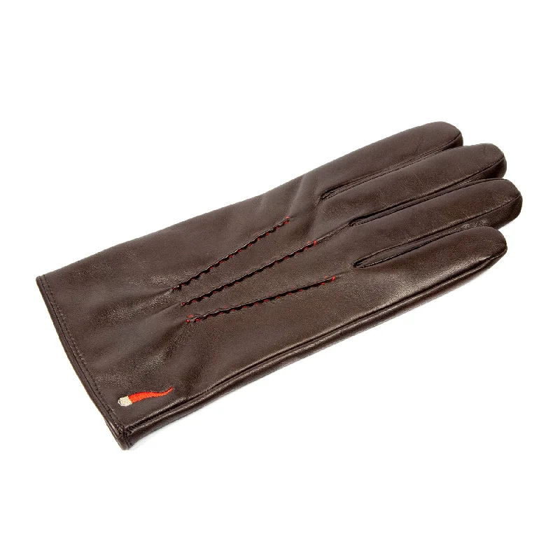 Men's brown nappa leather gloves 