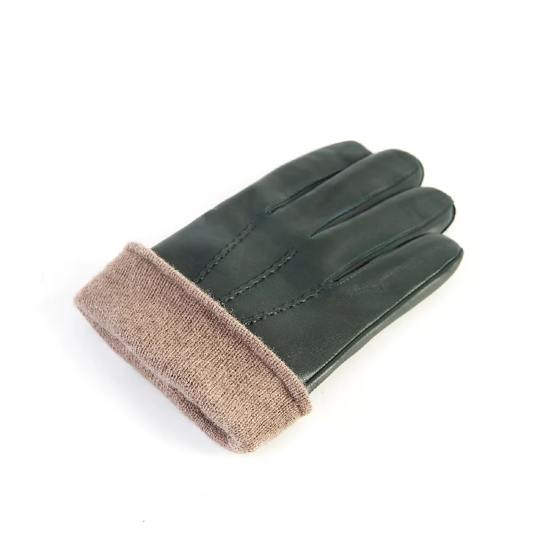 Men's green nappa leather gloves and cashmere lining