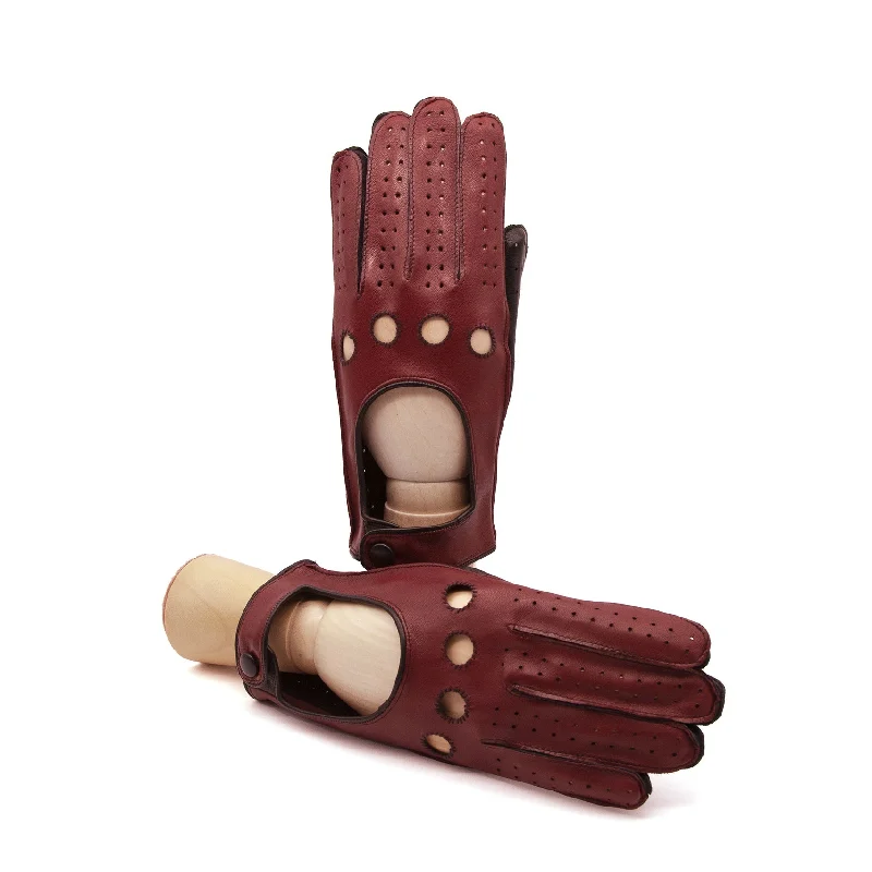 Men's unlined bicolor leather driving gloves