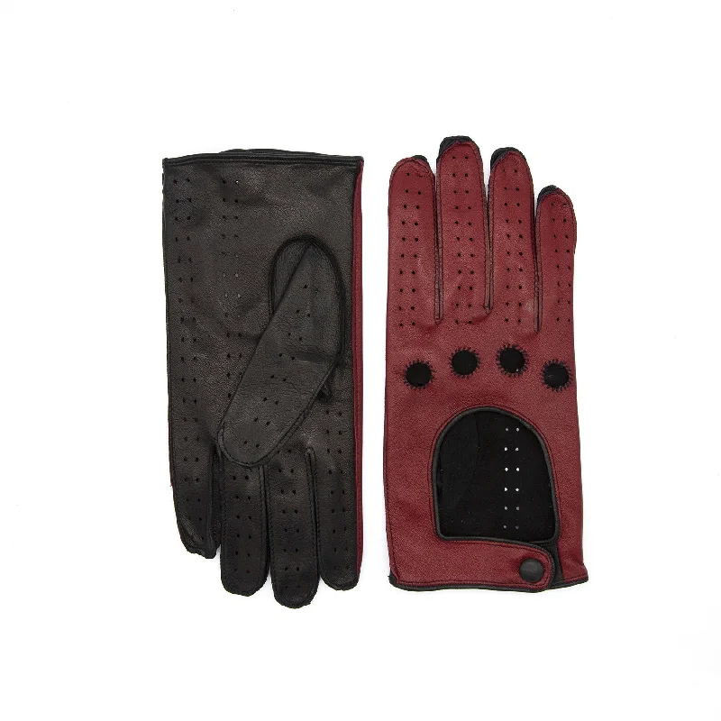 Men's unlined bicolor leather driving gloves