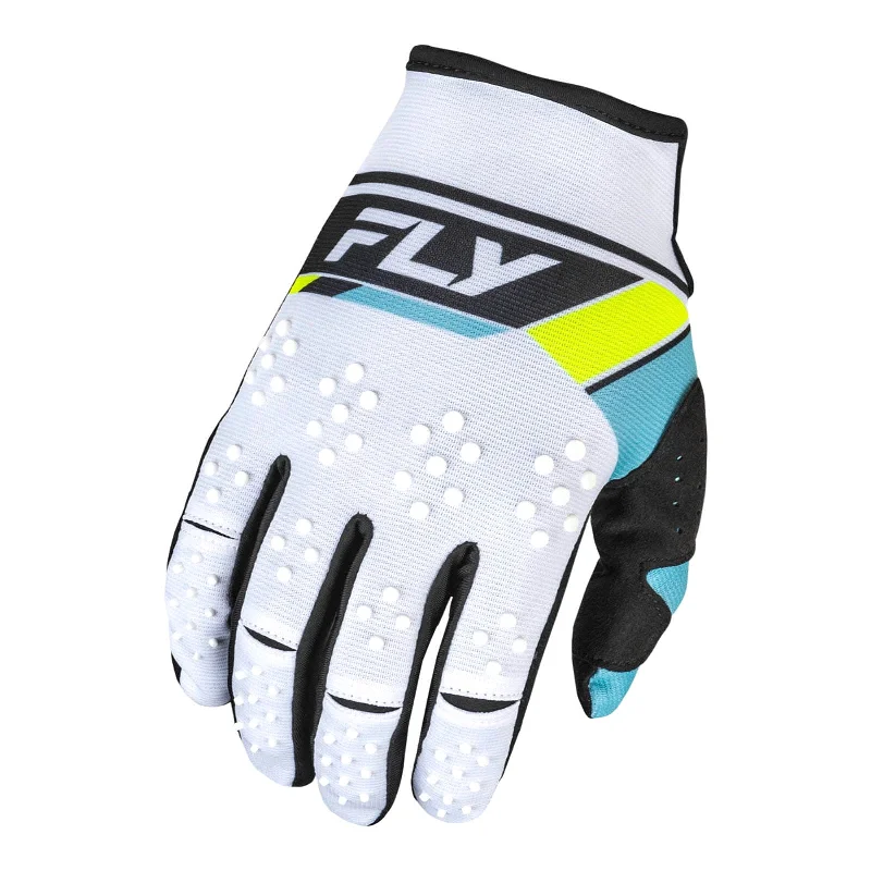 Fly Racing 2024 Kinetic Prix Gloves - White / Black / Hi-Vis