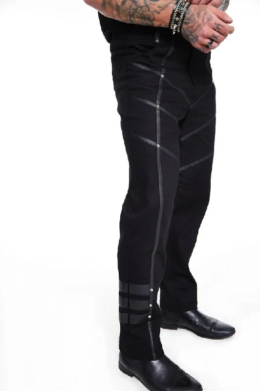 Black Trouser with Leather Contrast