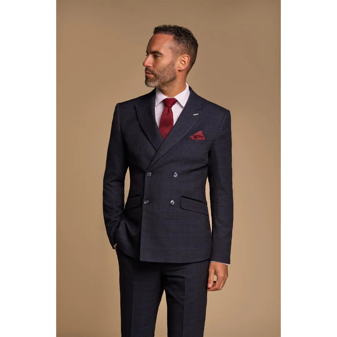 Caridi - Men's 2 Piece Navy Blue Double Breasted Suit