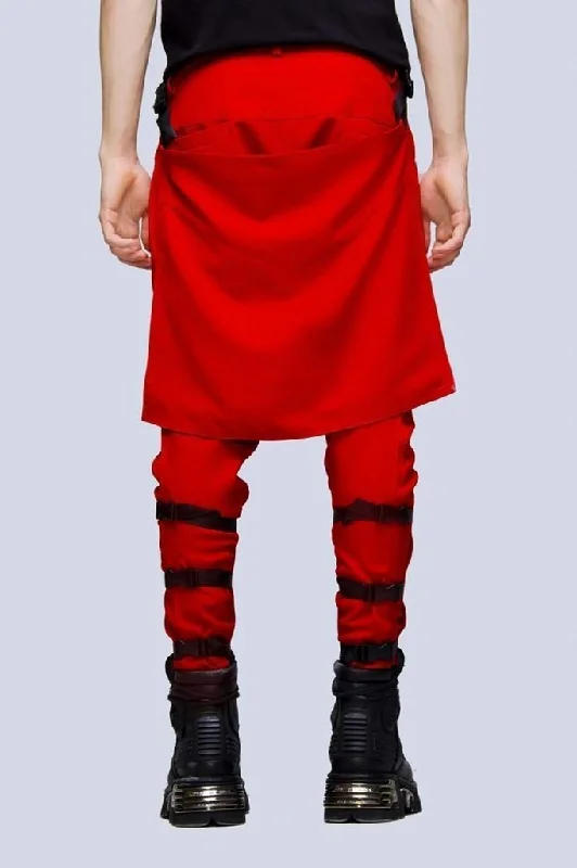 Clip Pants Block Red - Unisex