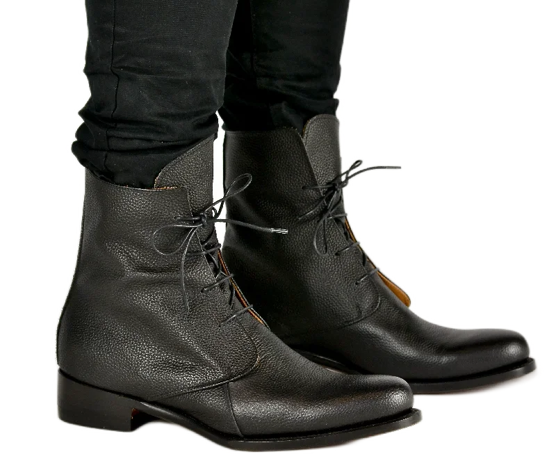 Derby Boot  |  Black pebble grain | Calf