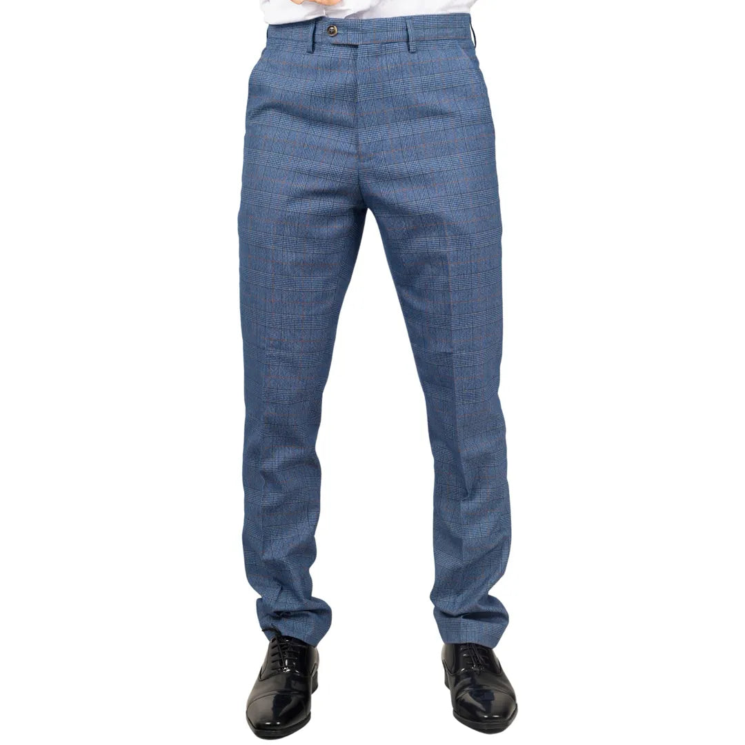 Earl - Men's Blue Checked Trousers