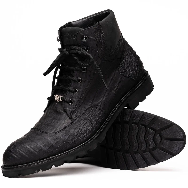 Marco Di Milano Leoni Oil Black Caiman Crocodile Boots