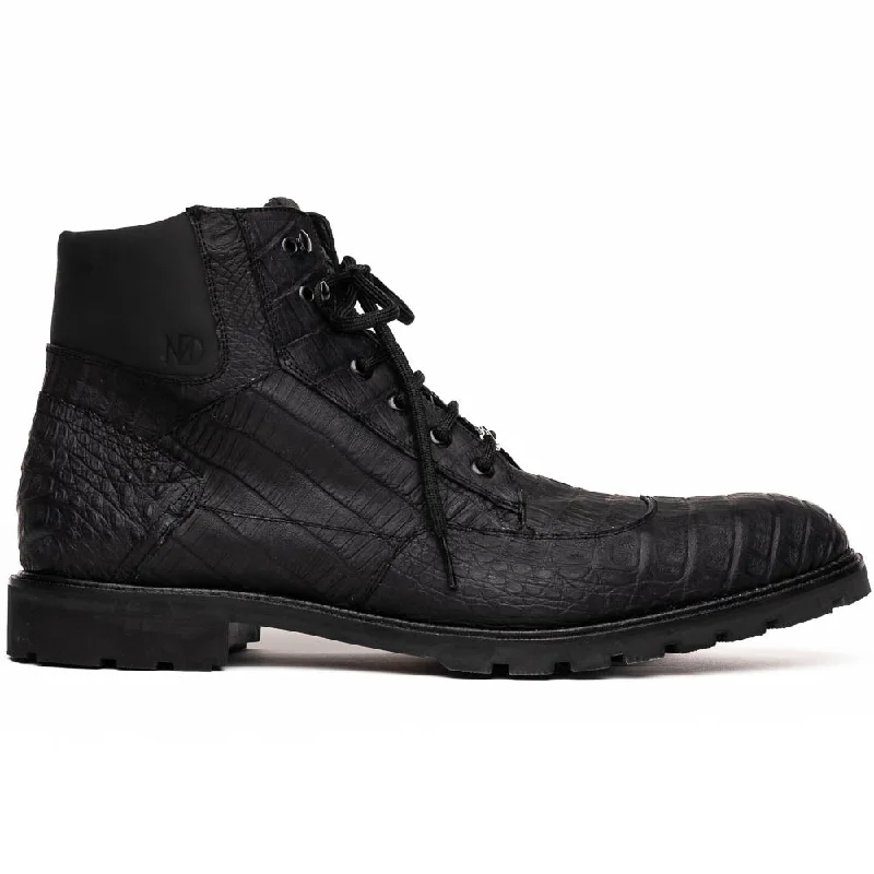 Marco Di Milano Leoni Oil Black Caiman Crocodile Boots