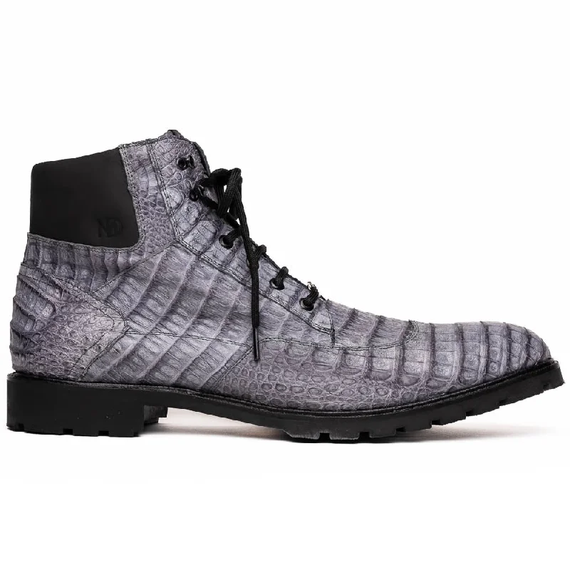 Marco Di Milano Leoni Oil Gray Caiman Crocodile Boots