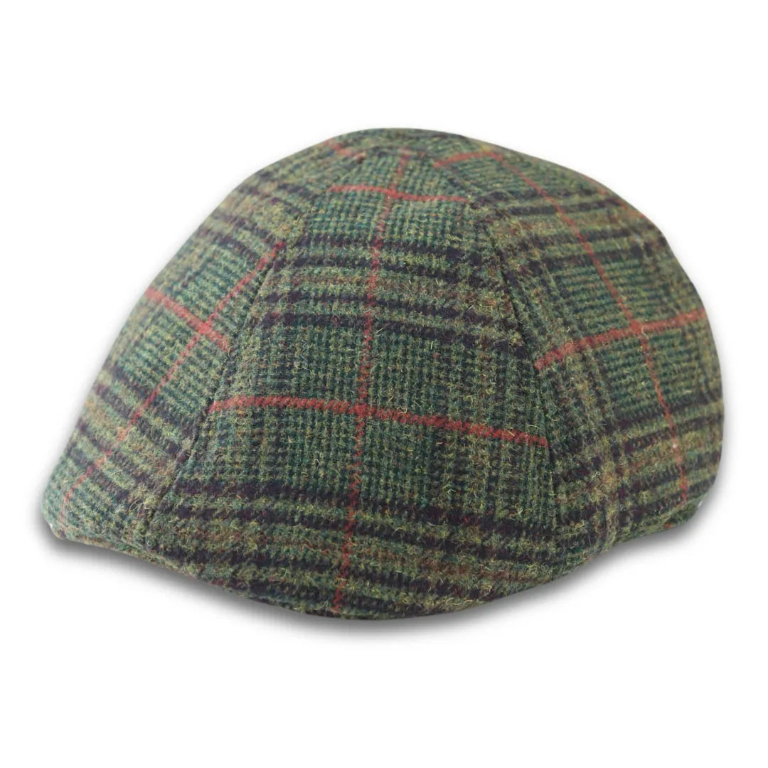 Men's Wool Blend Tweed Olive Green Check Duckbill Cap