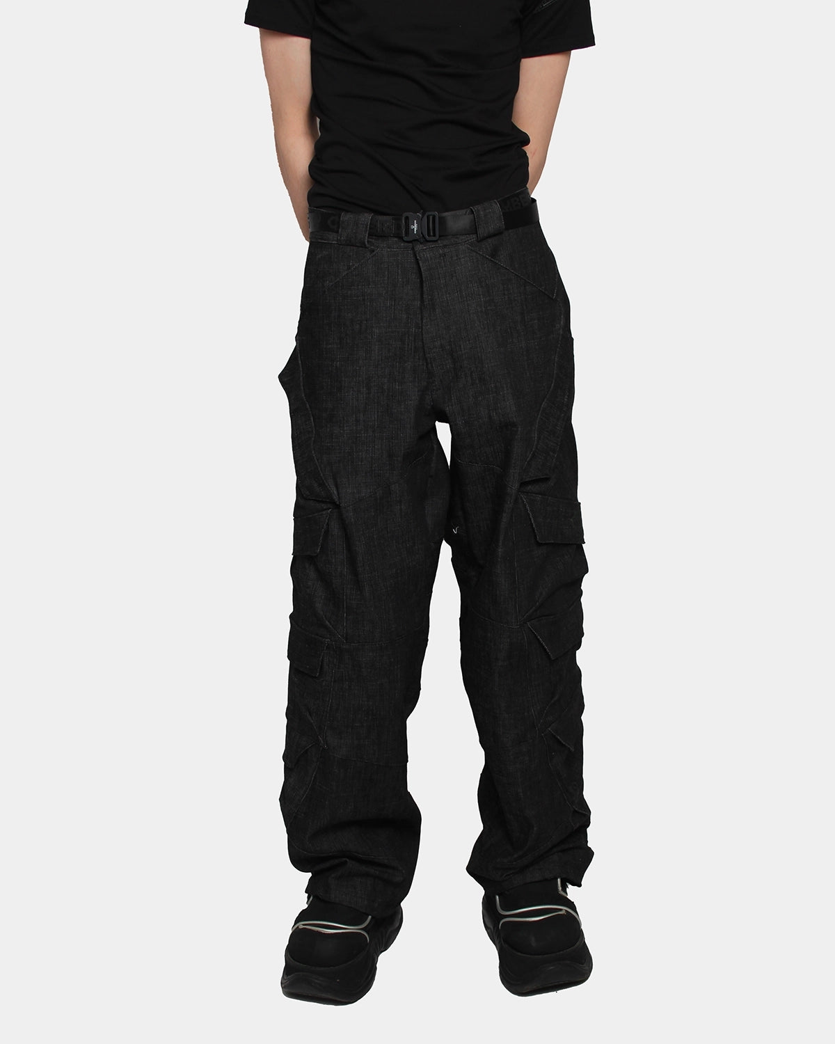 MULTI POCKET CARGO TROUSERS DARK BLUE DENIM