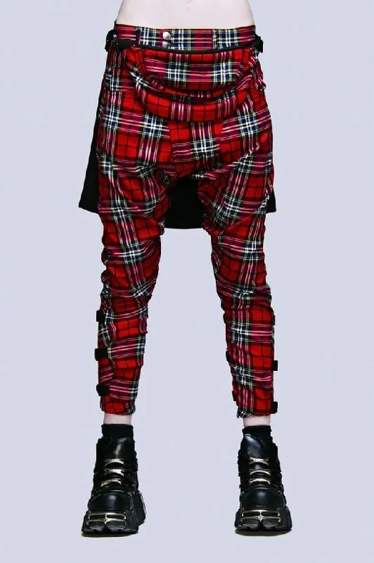 Red Tartan Clip Pants - Unisex