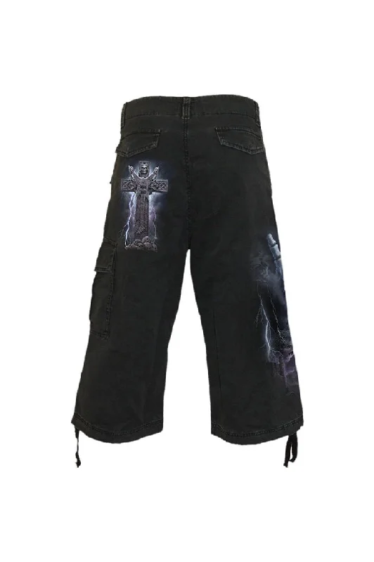 Rock Eternal - Vintage Cargo Shorts 3/4 Long Black