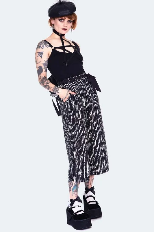 Scattered Stripes Culottes With Contrast