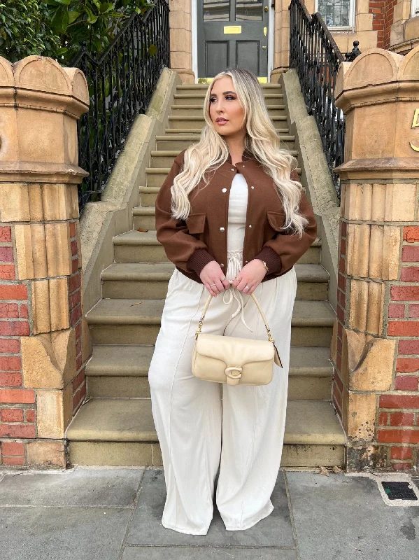 Women's bomber jackets with floral embroidery for a feminine and unique design Curve Chocolate Bomber Jacket Women's bomber jackets with floral embroidery for a feminine and unique design Curve Chocolate Bomber Jacket