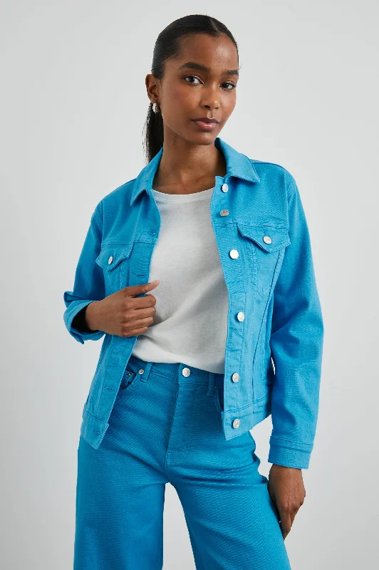 Women's quilted puffer jackets in a cropped silhouette for a modern twist MULHOLLAND JACKET - AQUARIUS Women's quilted puffer jackets in a cropped silhouette for a modern twist MULHOLLAND JACKET - AQUARIUS