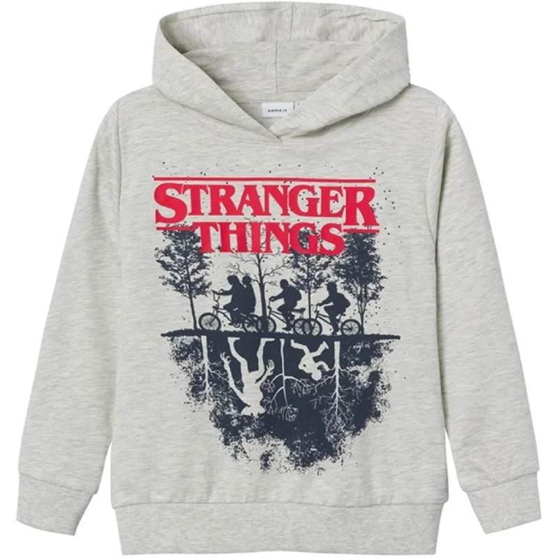 Women's cropped sweatshirt with a lace - trimmed hem for a romantic look Name it Light Grey Melange Finny Stranger Things Sweatshirt Women's cropped sweatshirt with a lace - trimmed hem for a romantic look Name it Light Grey Melange Finny Stranger Things Sweatshirt