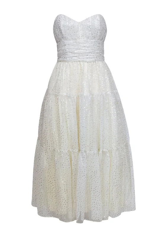 Wrap - Style Women Dress with Adjustable Fit for All Body Types Wrap - Style Women Dress with Adjustable Fit for All Body Types Victor Costa - Cream & Silver Metallic Polka Dot Print Strapless Gown Sz 8 Wrap - Style Women Dress with Adjustable Fit for All Body Types Wrap - Style Women Dress with Adjustable Fit for All Body Types Victor Costa - Cream & Silver Metallic Polka Dot Print Strapless Gown Sz 8