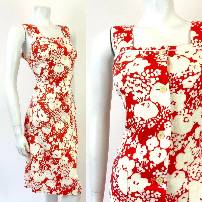 Pleated Women Dress with a Timeless and Elegant Texture Pleated Women Dress with a Timeless and Elegant Texture VINTAGE 60s 70s RED WHITE FLORAL PSYCHEDELIC PINAFORE SUMMER SUN DRESS 12