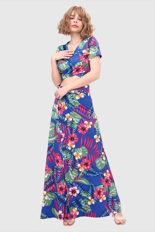 Velvet maxi dresses with long sleeves for winter weddings V-neck Tied Back Leaf Print Two-piece Dress Velvet maxi dresses with long sleeves for winter weddings V-neck Tied Back Leaf Print Two-piece Dress
