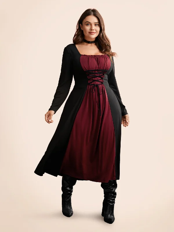 Party dresses with a bow detail for a cute and charming touch Stretchy Knit Adjustable Tie Frill Trim Midi Dress Party dresses with a bow detail for a cute and charming touch Stretchy Knit Adjustable Tie Frill Trim Midi Dress