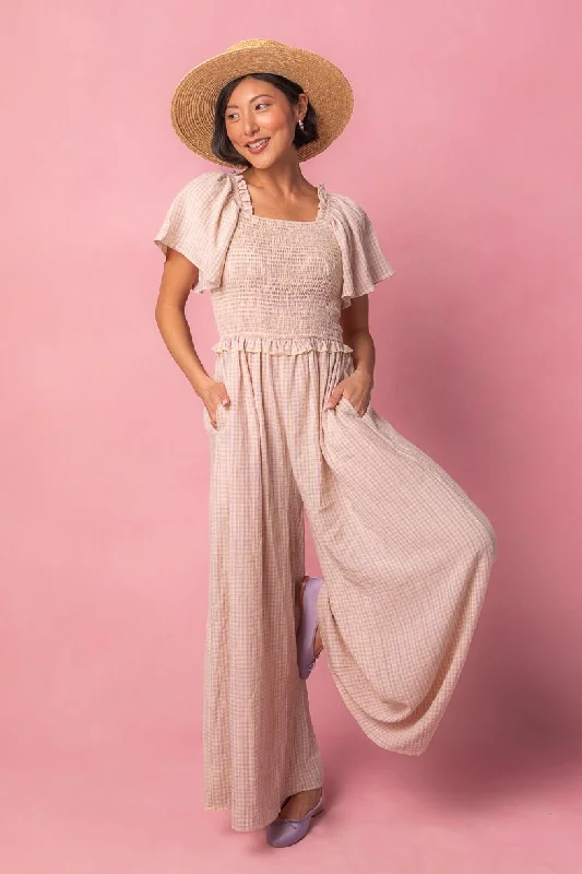 Petite - Sized Casual Dresses for Smaller Frames Bamboo - Fiber Casual Dresses for an Eco - Friendly Option Indie Jumpsuit in Lavender Gingham Petite - Sized Casual Dresses for Smaller Frames Bamboo - Fiber Casual Dresses for an Eco - Friendly Option Indie Jumpsuit in Lavender Gingham