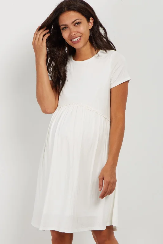 Jewelry - Complementary Casual Dresses for a Complete Look Linen Casual Dresses for Breathability PinkBlush Ivory Solid Crochet Trim Maternity Shift Dress Jewelry - Complementary Casual Dresses for a Complete Look Linen Casual Dresses for Breathability PinkBlush Ivory Solid Crochet Trim Maternity Shift Dress